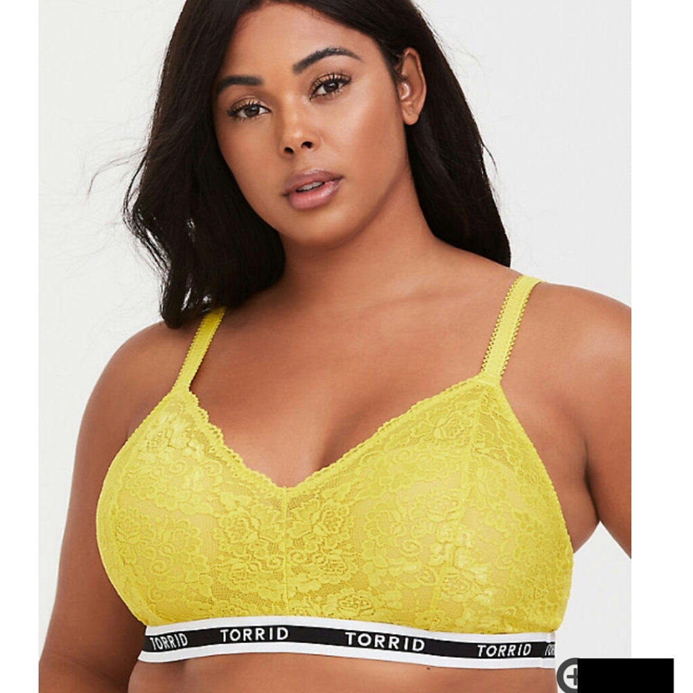 Yellow Lace and Mesh Sporty Torrid Bralette ✳ Size 0.